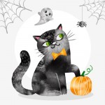 Vector con mèo đen halloween