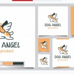 Con Chó Thiên Thần Thiết Kế Logo Sản Phẩm Vật Nuôi Với Name Card Vector