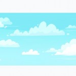 Phim Hoạt Hình Bầu Trời Mây. Mây Phồng Trên Bầu Trời Xanh Minh Họa Nền Liền Mạch Vector