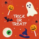 Halloween Ma Và Kẹo Với Thiết Kế Văn Bản Lừa Hoặc Điều Trị, Chủ Đề Halloween Vector