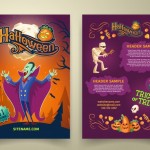 Lời Mời Halloween Trong Danh Sách. Mẫu Tài Liệu Quảng Cáo Với Tiêu Đề. Nền Với Số Dracula Vector