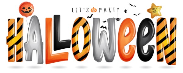 Halloween typography for halloween day with watercolor illustration