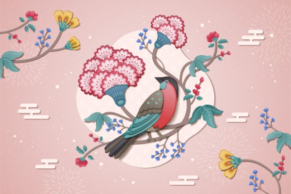 Lovely bird and flower painting