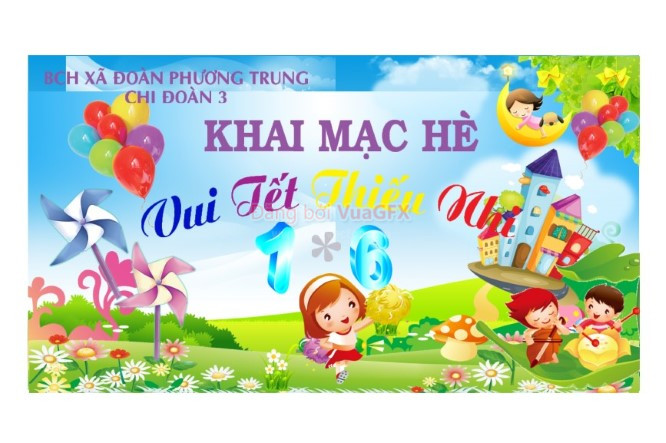 Corel Backdrop Phông Khai Mạc Hè Vui Tết Thiếu Nhi - Free.Vector6.com
