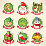 Vector Sticker Nhãn Tròn Giáng Sinh Noel 03