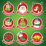 Vector Sticker Nhãn Tròn Giáng Sinh Noel 04
