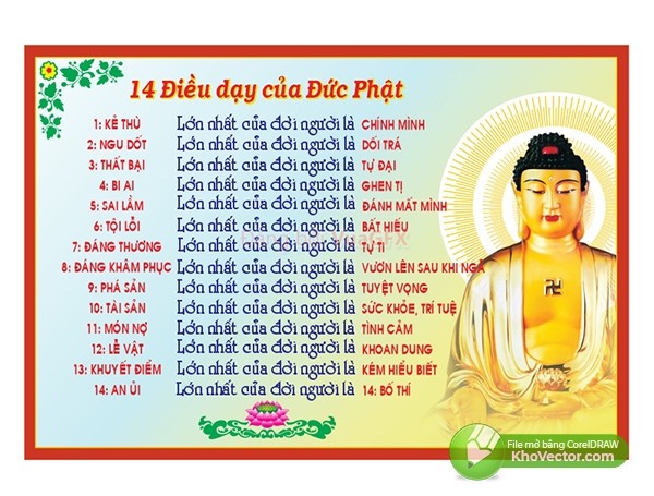 14 Điều Dạy Của Đức Phật, Thiết Kế Corel - Free.Vector6.Com