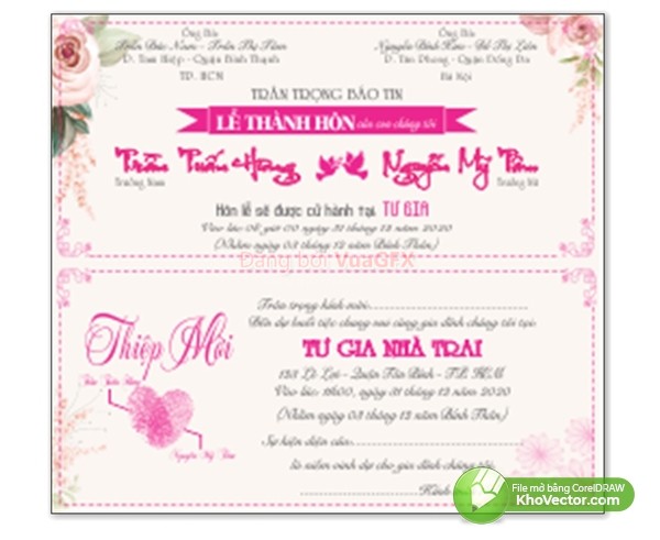 Mẫu thiệp cưới đẹp 23  Wedding Invitation file CDR  Diễn đàn chia sẻ  file thiết kế đồ họa miễn phí