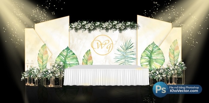 Thiết kế trang trí phông sân khấu tiệc cưới PSD 130 - Free.Vector6.com